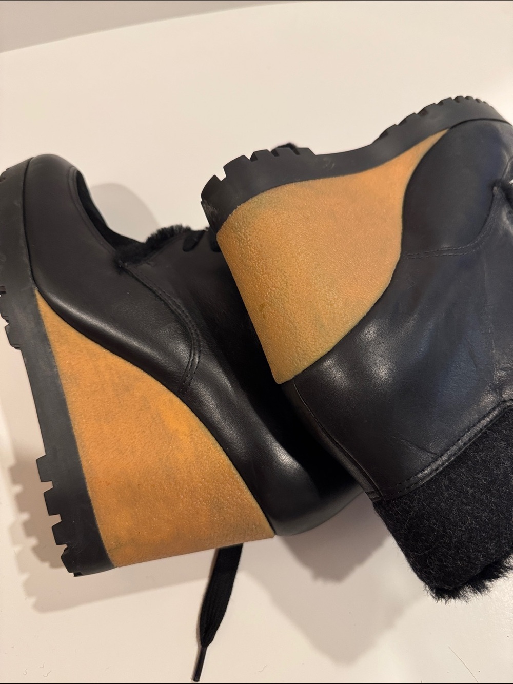 Cole Haan Waterproof Henson Black Leather Shearling Bootie Shoes - Picture 6 of 8